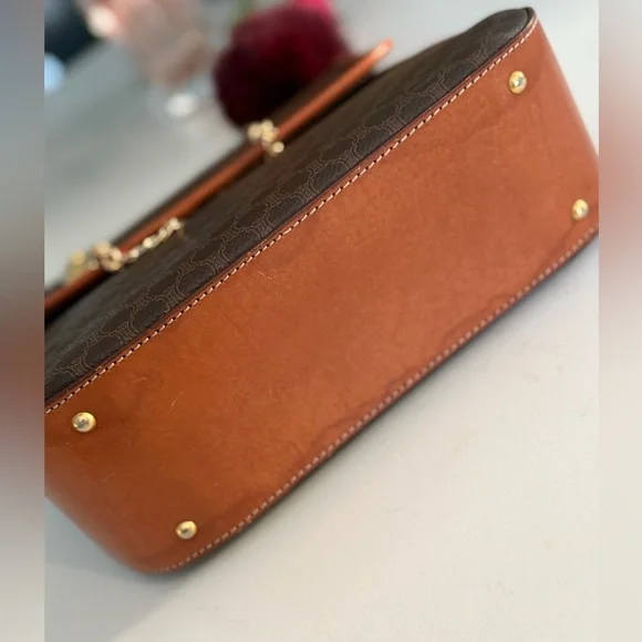 CELINE Macadam Handbag Shoulder 2way Bag & Charm w/Added Chain Strap ~ VINTAGE - Picture 8 of 16